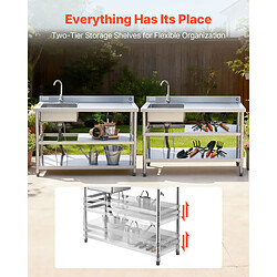 Avis VEVOR SS1200-2 - Acier inoxydable - 120x50x94 cm - Cuve unique - Robinet 360°