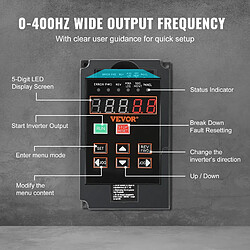 Avis VEVOR A2-8015 - 1,5 kW 7,5 A - Entrée 220 V monophasé/triphasé - Sortie 220 V triphasé - 0-400 Hz