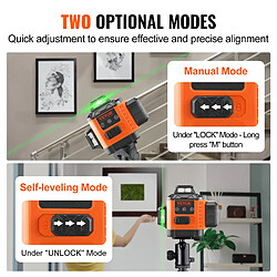Avis VEVOR CM03 - Niveau laser rotatif 3 x 360° - Lignes vertes - Portée 30 m - Précision 0,28 cm à 10 m - Autonomie 8 h - IP54