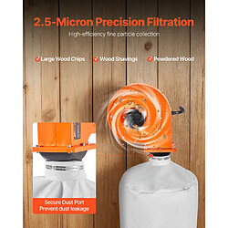 Avis VEVOR DC100M - 79,5 L - 1 HP - 560 CFM - Filtration 2,5 microns