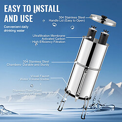 VEVOR k8626A - 2,25 gal (8,5 L) - Inox SUS304 - 2 filtres charbon actif et ultrafiltration - Réduit 99 % du chlore pas cher