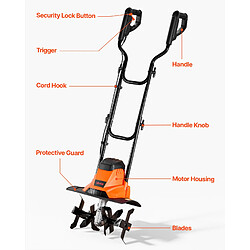 VEVOR WR8020-1200-P-360H0 - Motobineuse électrique 1200 W - 36 cm - 22 cm pas cher