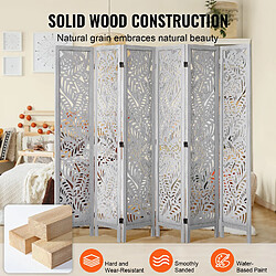 Acheter VEVOR SS-007-6P-WH - Blanc - 6 panneaux - 242 x 170 cm - Pliable - Paulownia + MDF - Tissu non tissé opaque - Bohème - Sculpté