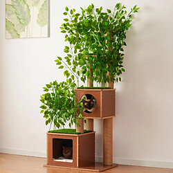 HOMAIRE Arbre à chat MDF vert 68 x 45 x 175 cm pas cher