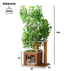 Avis HOMAIRE Kratzbaum in Baumform avec 3 plateformes et cachette pour chat en bois vert 64,8 x 52 x 23
