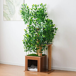 HOMAIRE Kratzbaum in Baumform avec 3 plateformes et cachette pour chat en bois vert 64,8 x 52 x 23 pas cher