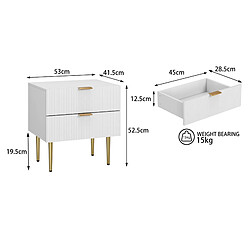 Acheter MIVRAY Table de chevet blanche 2 tiroirs, pieds métal
