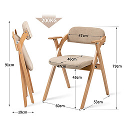 Avis MIVRAY Chaise de salle à manger pliante avec accoudoirs, lot de 2, kaki