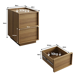 Acheter MIVRAY Table de chevet 38 x 48 x 54 cm, 2 tiroirs, chene