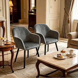 Avis MIVRAY Lot de 2 chaises de salle à manger en velours gris foncé, avec accoudoirs