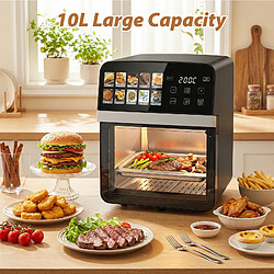Avis TODIMART Friteuse sans huile 10L 1800W, fenêtre visible avec éclairage, 8 programmes, température 80-200?°C
