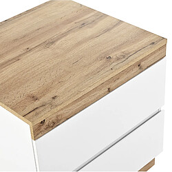 MIVRAY Table de chevet 2 tiroirs blanc et chêne, 55 x 40 x 55 cm pas cher
