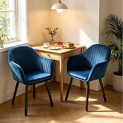 Avis MIVRAY Lot de 2 chaises de salle à manger en velours avec accoudoirs, noir et bleu