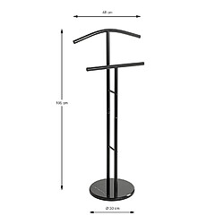 Avis Pegane Valet de nuit en tube d'acier et socle rond effet marbre noir - L. 48 x H. 105 x P. 30 cm