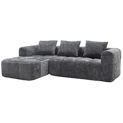 Acheter modfu Canapé d’angle 3 places 250 cm en chenille avec méridienne, gris
