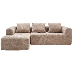 Acheter modfu Canapé d’angle 3 places en chenille 250 cm avec méridienne, kaki