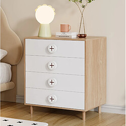Acheter modfu Commode 4 tiroirs 80x54x90 cm Naturel et Blanc