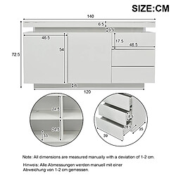 Avis modfu Buffet LED blanc 140 cm, 2 portes 3 tiroirs