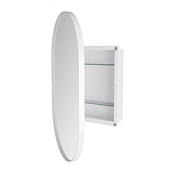 modfu Armoire miroir ovale blanche 85 x 51,5 x 12 cm, murale ou encastrée pas cher