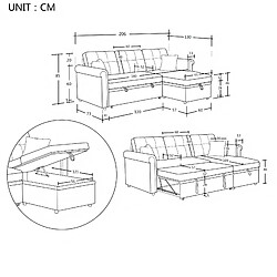 Avis modfu Canapé d'angle convertible 3 places, méridienne réversible, beige