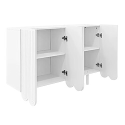 modfu Sideboard blanc mat 120 cm MDF, 4 portes sculptées pas cher