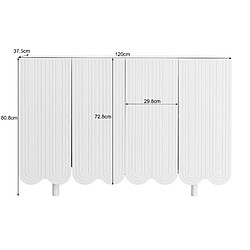 Avis modfu Sideboard blanc mat 120 cm MDF, 4 portes sculptées