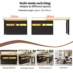 Avis modfu Bartisch extensible LED 120-180 cm Noir/Naturel