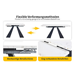 modfu Table extensible 99-159 cm, plateau blanc, pieds noirs pas cher