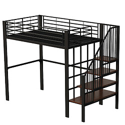 Acheter modfu Lit mezzanine 140 x 200 en métal noir avec bureau et rangement