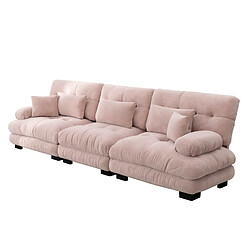Acheter modfu Canapé d’angle modulable 3 places chenille rose 313 cm
