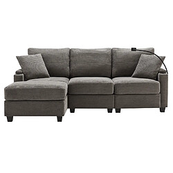 Acheter modfu Canapé d'angle L convertible 3-4 places, tissu côtelé gris foncé
