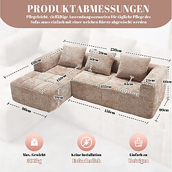 Avis modfu Canapé d’angle 3 places en chenille 250 cm avec méridienne, kaki