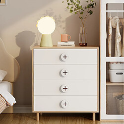 modfu Commode 4 tiroirs 80x54x90 cm Naturel et Blanc pas cher