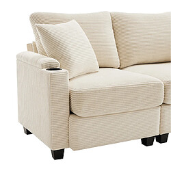 modfu Canapé d’angle L convertible 3/4 places Beige, avec repose-pieds pas cher