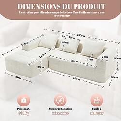 Avis modfu Canapé d'angle 3 places en chenille 250 cm avec méridienne beige
