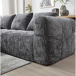modfu Canapé d’angle 3 places 250 cm en chenille avec méridienne, gris pas cher