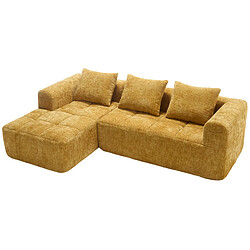 Acheter modfu Canapé d'angle 3 places en chenille 250 x 158 cm jaune