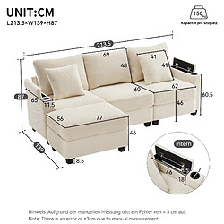 Avis modfu Canapé d’angle L convertible 3/4 places Beige, avec repose-pieds