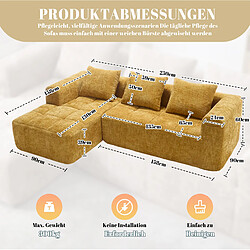 Avis modfu Canapé d'angle 3 places en chenille 250 x 158 cm jaune