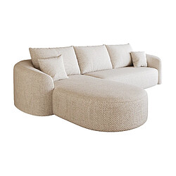 modfu Canapé d’angle gauche 266 cm, 4 places, chenille blanche, sans montage pas cher