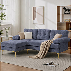modfu Canapé d’angle 3 places 187,5 cm bleu, chaise réversible pas cher
