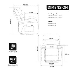 Avis modfu Fauteuil relax électrique pivotant 360° gris avec massage et chaleur