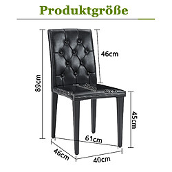 Avis modfu Lot de 4 chaises de salle à manger noires en PU, dossier capitonné, pieds métal