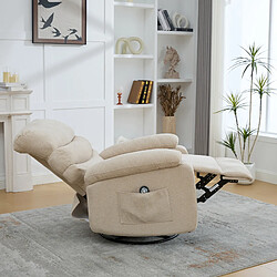 modfu Fauteuil relax électrique pivotant 360° massage chaleur beige clair pas cher