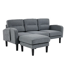 modfu Canapé d'angle 3 places gris 204x136x80 cm avec chaiselongue pas cher