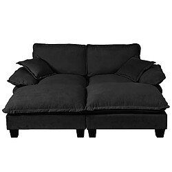 modfu Canapé d’angle modulable 4 places noir en chenille, 194 cm, 2 ottomans pas cher