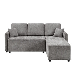 modfu Canapé d'angle 3 places chenille gris méridienne 144 cm pas cher