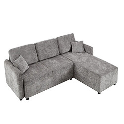 Acheter modfu Canapé d'angle 3 places chenille gris méridienne 144 cm