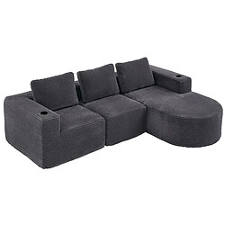 modfu Canapé droit compressé 258 cm 2 places avec 3 coussins gris foncé pas cher