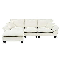 Acheter modfu Canapé d'angle modulable beige 4 places en chenille avec ottomane mobile